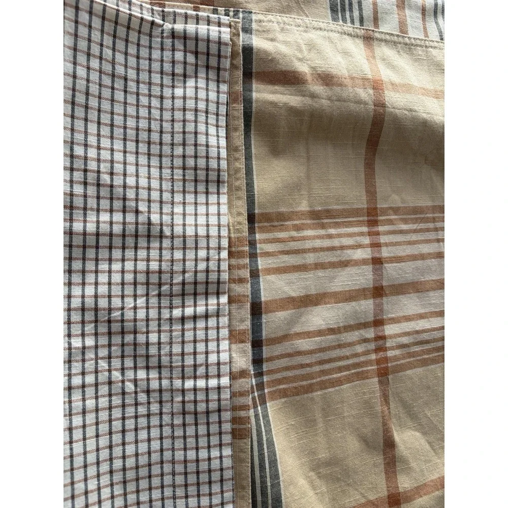 Rare Lauren Ralph Lauren King Pillow Shams Set of 2 Plaid Check Tan Gray